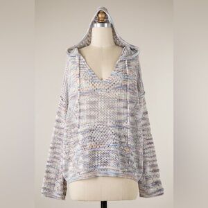 Soft Knit Multicolor Hooded Sweater - Women's Hoodie